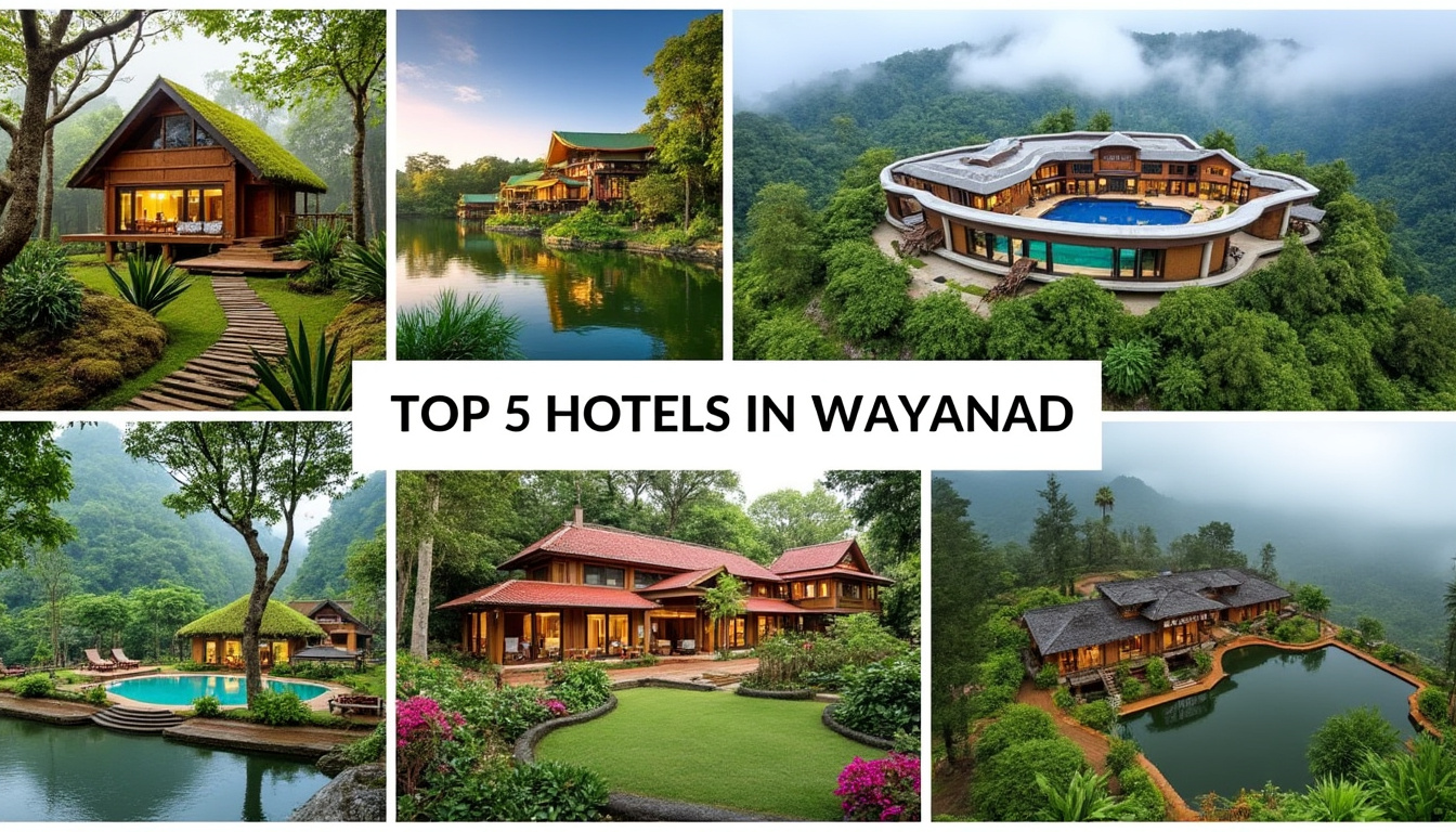 découvrez les 5 meilleurs hôtels à wayanad, allant d'options économiques à luxueuses, idéals pour les passionnés de nature désirant explorer cette destination fascinante dans un hébergement confortable.